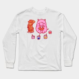 Little pig eating toast with jam Long Sleeve T-Shirt